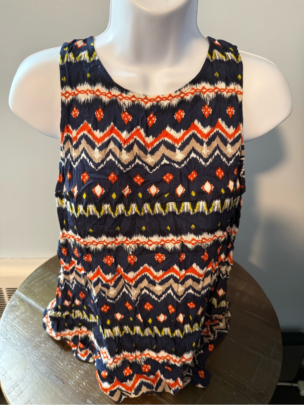 Sleeveless Navy Ikat Print Tank Top - NWT